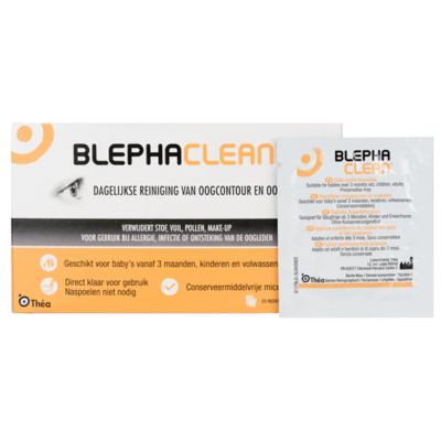 Blephaclean steriele reinigingskompressen voor de oogleden van Théa, doos met 20 stuks