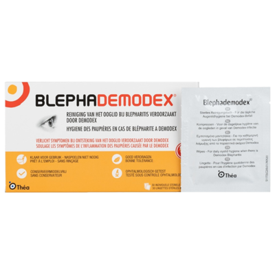 Blephademodex steriele kompressen bij Demodex van Théa, doos met 30 stuks