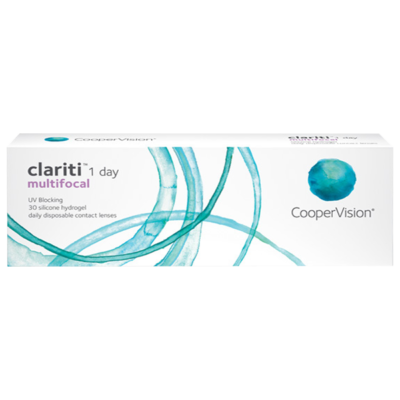 Verpakking van CooperVision Clariti 1 day multifocal contactlenzen voor presbyopie met siliconen hydrogel en UV-filter